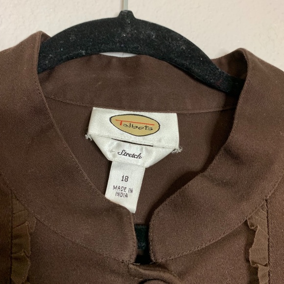 Talbots Womens Sz 18 Brown Blazer Jacket Coat Button Up Fabric Buttons Floral em - Picture 3 of 6